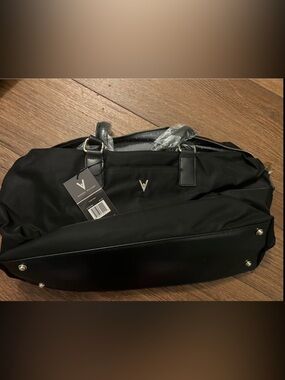 Vince Camuto Black Nylon Duffel with Silver Hardware